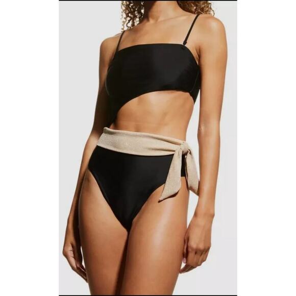 Ramy Brook Womens Black Gigi Color-Block One Piece Swimsuit Sz Medium C0522804 - Picture 1 of 8